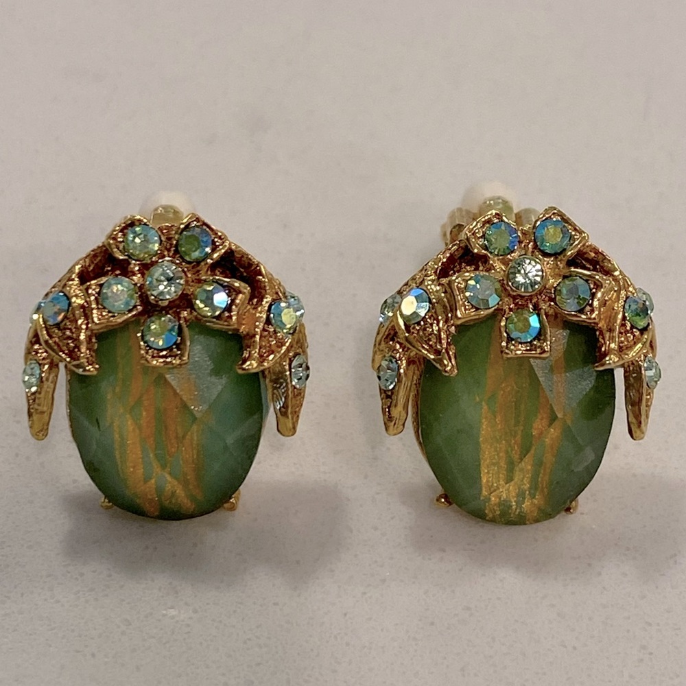 Faux gemstone clip-on earrings